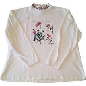 Northern Reflections Mock Turtleneck Floral Pink Poppies Long Sleeve XLarge